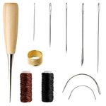 Leather Repair Kit 11PCS Leather Sewing Tools Waxed Thread and Needles for Fabric Sewing Upholstery Tools for Sofas Carpet Furs Sewing