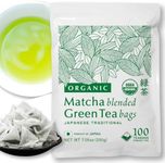 NAKANE TEA INC. Organic Green Tea Bags 100 Count, Matcha Blend Flavor, from Japan