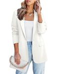 Oyamiki White Blazer for Women Open Front Work Jacket with Button Open Front Lapel Elegant XL