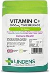 Lindens Vitamin C+ 1000mg - 120 Tablets - Time Release Tablets with Citrus Bioflavonoids and Rosehip - Contributes to Immune System Health, Reduces Tiredness and Supports Healthy Skin and Teeth