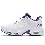 SURRAY Womens Air Running Shoes- Air Cushion Athletic Sneakers Fashion Breathable Sport Gym Walking Tennis Shoes (US5.5-11 B(M) White Purple