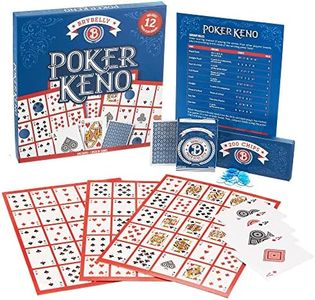 Poker Keno Game Set with Cards and Chips - Adult Family Casino Board Game Night Gift Includes Deck of Playing Cards, 12 Boards, 200 Bingo Chips