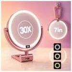 ELYYSORA 1X/30X Makeup Mirror with Lights, Magnifying Mirror (Rose Gold)