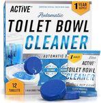 ACTIVE Automatic Toilet Bowl Cleaner Tablets Blue Gel Toilet Tank Cleaners, Septic-Safe Hard Water Ring Stain Remover, Smell Eliminator Heavy Duty Toilet Cleaning & Deodorizer, Fresh Scent - 12 Tabs