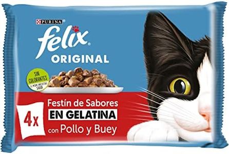 Purina Felix Gelatina Comida Húmeda para Gato Adulto Pack Surtido Carnes, 12 paquetes de 4 sobres de 85g - 48 sobres