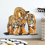 RoyoLam Walking Tiger with Its Cubs Wall Decal Nursery Animal Wall Sticker Removable Peel and Stick Waterproof Wall Art Decor Stickers for Kids Baby Classroom Living Room Playing Room Bedroom