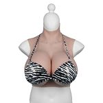XSWL Silicone Breastplate H/K Cup Realistic Breast Forms Big Fake Boobs Enhancer for Crossdresser Transgender Drag Queen,Tan,K cup Silicone