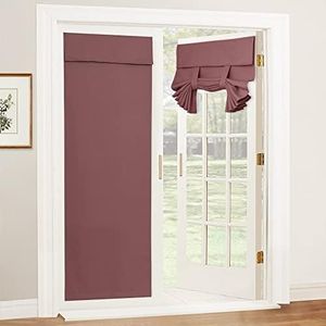 RYB HOME Blackout Door Curtain - Privacy Thermal Insulated Tricia Door Cover Room Darkening Window Curtains for Patio French Door Front Door Tie up Shade, W26 x L69 inch, 1 Panel, Wild Rose