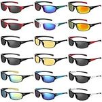 Leumoi 18 Pairs Polarized Sports Sunglasses Tactical Running Sunglasses Driving Shade Motorcycle Glasses for Men Women Youth(Stylish Color)