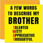 Rude Birthday Cards for Brother - Few Words Describe Tw*t - Joke Happy Birthday Card for Brother from Sister, Brother Banter Birthday Gifts, 145mm x 145mm Offensive Sibling Greeting Cards Gift