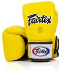 Fairtex BGV1BR Muay Thai Boxing Training Sparring Gloves for Men, Women, Kids | MMA Gloves, Kickboxing, Gym, Workout | Premium Quality, Light Weight & Shock Absorbent 14 oz Boxing Gloves-Yellow