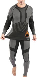 MeetHoo Mens Thermal Underwear Set Seamless Fleece Lined Base Layer Sports Long Johns Winter Gear Running Skiing Gray