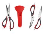 Multifunction Kitchen Scissors, 7-in-1 Heavy Duty Stainless Steel Culinary Scissor with Magnetic Holder, Detachable Household Kitchen Shear for Cut Poultry Bone Vegetables Fruit Seafood (red)