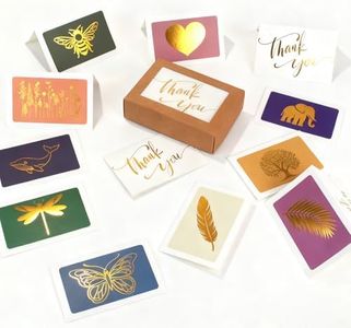 Thank you cards with envelopes Blank Note Cards,30 Pack All Occasion Assorted Greeting Cards, 10 Gold Foil Designs with Stickers and Envelopes 4" x 6" For Thank You, Birthday and Christmas Gifts Messages