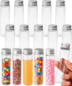 Berenti 16 PCS Plastic Test Tubes with Caps (50 ml) - 1.09×4.30 Inches/28×109 mm Gumball Tubes as Storage Containers for Candy, Beads, Powder – Clear Test Tube for Sample Testing, Home & Party Décor