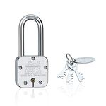 Link Stainless Steel Atoot 65Mm Long Shackle Lock | 1 Crore Keys Combinations | Steel Body | Hardened Shackle | 9 Brass Lever | Made in India | 1 Padlock 3 Silver Keys | Get 1 Key Holder Free