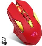 FELICON Wireless Gaming Mouse Rechargeable with Rainbow RGB Backlit,Optical Sensor 3 Level DPI,Ergonomic Gamer Laptop High Performance PC Mice with 8 Buttons for Windows 7/8/10/XP Vista（Red）