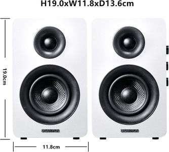 Sanyun SW208 Bluetooth Bookshelf Speakers, White – Compact Stereo