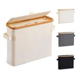 Toilet Roll Holder Storage Stand, Toilet Roll Storage Basket with Lid, Bamboo Toilet Paper Storage Holder Organiser Free Standing for Bathroom Cabinet, Toilet Roll Storage Box Unit Organizer, Beige