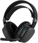 MechLands Aula G7 Wireless Gaming Headset for PS4/PS5/PC/Switch, Over-Ear Headphones with Detachable Noise Canceling Mic, RGB, Surround Sound, 60H Battery, 2.4GHz/BT/Wired (Black)