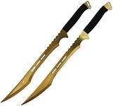 Hero Edge 27" Overall Dual Full Tang Blade Ninja Machete Set Wrapped Handle (Gold)