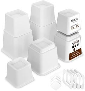 Utopia Bedding 8 Piece Premium Adjustable Furniture Risers (4 High and 4 Short) - Heavy Duty Riser with Strong Space Saving for Beds, Tables, Chairs or Sofas (3, 5 or 8 Inch) - White