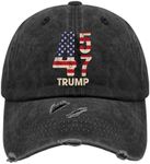 2024 45 47 Vintage American Flag Retro 4547 2024 Hats for Womens Washed Distressed, 4 Allblack, One Size