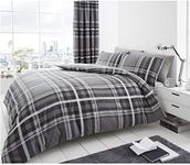 Gaveno Cavailia Luxury Newton Tartan Check Bed Set with Duvet Cover and Pillow Case, Polyester-Cotton, Grey, King