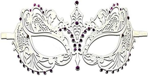 Luxury Mask Women's Laser Cut Metal Venetian Pretty Masquerade Mask - White -
