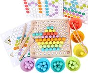 QZMTOY Wooden Peg Board Beads Game, Learning Montessori toys,Color Sorting Stacking Matching Toys for Toddlers, Counting Toy for Kids, Educational Games for Fine Motor Math, Gift for Girls and Boys