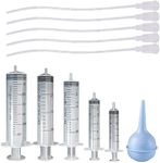 11 Pcs Puppy Kitten Feeding Tube Kit, Pet Feeding Supplies Kit Includes 5 Pcs Kitten Feeding Syringe 5 ML 10 ML 20 ML 30 ML 60 ML 5 Pcs 8 FR Transparently Feeding Tubes, Bulb Syringe for Small Animals