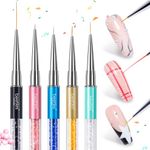 Beetles Nail Art Liner Brushes, Nail Gel Polish Painting Nail Art Design Brush Pen Set Diamond application Rhinestone Handle, Nail Dotting Painting Drawing Pen Sizes 5/7/9/11/20mm, 5Pcs