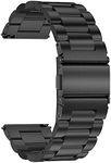 TStrap Metal Watch Strap 20mm - Black Quick Release Watch Straps for Men Women - Brushed Solid Stainless Steel Smart Watch Bracelet - Ladies Replacement Band Clasp Buckle - 16mm 18mm 20mm 22mm