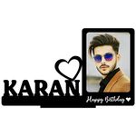 GiftsWale Happy Birthday Customized Table Top Photo Stand Frame With Name | Best Gift For Friend, Girlfriend, Boyfriend, Brother, Sister, Husband, Wife (Black)