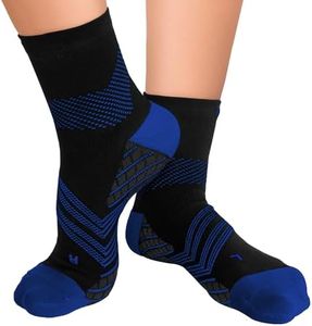 TechWare Pro Plantar Fasciitis Socks – Therapy Grade Cushion Ankle Compression Socks Women & Men. Ankle Brace & Arch Support (Blk/Blu Small)