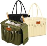 DYOART Personalized Knitting Bag with Name Leather Patch, Yarn Storage Bag