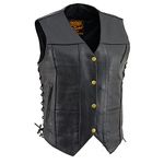 Leather King Women's 6-Pocket Side Lace Vest (Black, X-Large)