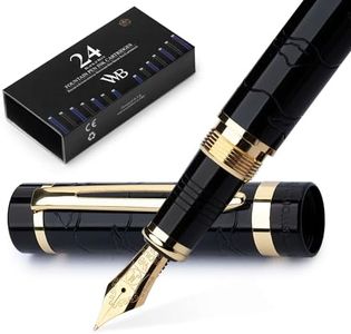 Wordsworth & Black Primori Fountain Pen Set [Black Gold]; Medium Nib, Gift Case, 24 Ink Cartridges, Refill Converter, Journaling, Calligraphy, Smooth Writing Pens; Left and Right Handed