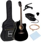 Best Choice Products Beginner Acoustic Electric Guitar Starter Set 41in w/All Wood Cutaway Design, Case, Strap, Picks - Black