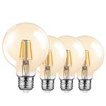 TopLeder E27 Edison Light Bulbs 4 Pack, Dimmable E27 Screw Bulb Vintage LED Bulb, 400LM 2700K Warm White 4W (40W Incandescent Equivalent), G80 Amber Glass Old Fashioned Style Globe Retro Spiral Bulb