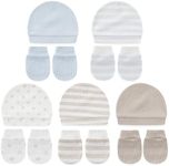 falianni Cute Baby Girl Hats Mittens Set 10-Pack New Born Boy Caps Gloves Suit 0-6 Months Infant Accessories Beige