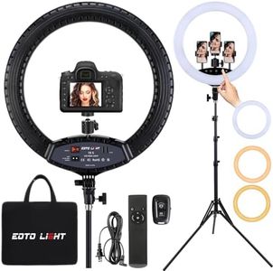 EOTO Light 19 inch LED Ring Light with Tripod Stand, Ring Light with Touch Panel for Makeup Studio Portrait YouTube Vlog Video Shooting Remote Controller, CRI>97
