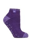 HEAT HOLDERS - Ladies 2.3 tog thermal low cut non slip ankle slipper socks in 4 colours size 4-8 uk (4-8 UK, Purple)