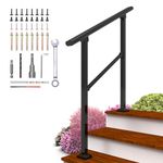 Arti-Life Handrails for Outdoor Steps,3 Steps Outdoor Stair Railing, Handrails for Concrete Steps, Wrought Iron Railing, Metal Porch Handrail, Deck Railing with Installation Kit