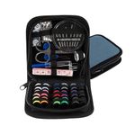 Trimits Sewing Kit – Portable Case for Adults, Beginners, DIY, Home, Travel, Emergency, Repair & Clothing Fixes with Thread Needles Scissors Tape Buttons & More, Blue, 12 x 12.5 x 3cm