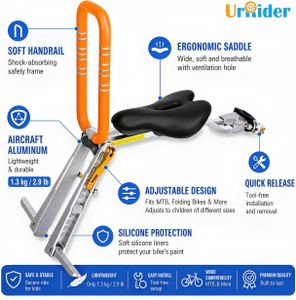 UrRider Front Mounted Child Bike Seat – Tool-Free, Foldable, Ultra-Light for Toddlers 2–6 Years