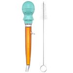U-Taste 1.5oz Angled Turkey Baster - 228.2ºF Heat Resistant Food Grade Tritan and Silicone Large Octopus Bulb Baster Set with Cleaning Brush for Cooking Basting Meat Poultry Beef Chicken (Aqua Sky)