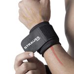 STRAUSS Wrist Support |Wrist Band for Compression and Support|Adjustable Fitness Band for Gym,Sports, and Weightlifting |Comfortable and Breathable Fabric |Wrist Strap Ideal for Men and Women,(Black)