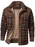 Mr.Stream Men's Padded Lumberjack Casual Long Sleeve Plaid Flannel Fur Lined Button Warm Shirt Sherp Jacket 3251 Coffee L