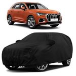 Sulfar 100% Water Resistant Car Body Cover Compatible with Mirror for Audi Q3 (Triple Stitched, Full Bottom Elastic, Black)